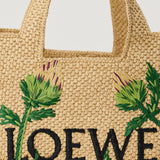 Loewe Font small raffia tote
