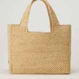 Loewe Font small raffia tote