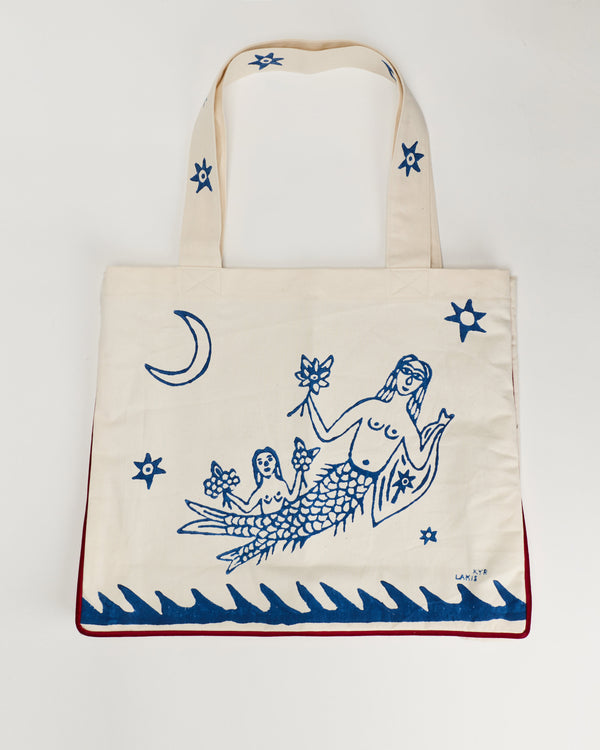 Kyr Lakis Mermaid print beach tote bag