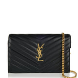 Saint Laurent Cassandre leather chain wallet