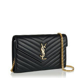 Saint Laurent Cassandre leather chain wallet
