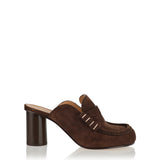 Suede loafer mule sandals