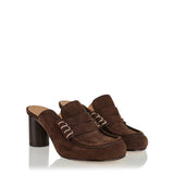 Suede loafer mule sandals
