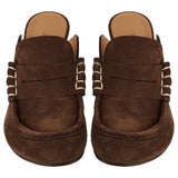 Suede loafer mule sandals