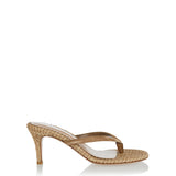 Calypso suede-trimmed raffia sandals