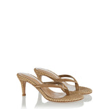 Calypso suede-trimmed raffia sandals