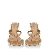 Calypso suede-trimmed raffia sandals