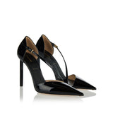 Patent leather asymmetric pumps