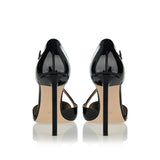 Patent leather asymmetric pumps