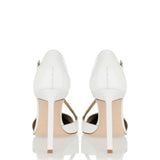 Asymmetric leather pumps