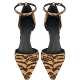 D’Orsay tiger-print calf hair pumps