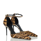 D’Orsay tiger-print calf hair pumps