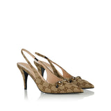 GG canvas slingback pumps