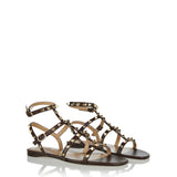 Rockstud flat calfskin sandals