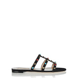 Rockstud bead-embellished suede sandals