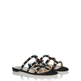 Rockstud bead-embellished suede sandals