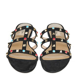 Rockstud bead-embellished suede sandals