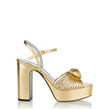 Metallic leather platform sandals