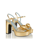 Metallic leather platform sandals
