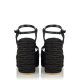 Bribri leather-trimmed raffia wedge espadrilles