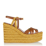 Valentino Garavani Bribri leather-trimmed raffia wedge espadrilles