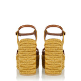 Valentino Garavani Bribri leather-trimmed raffia wedge espadrilles