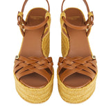 Valentino Garavani Bribri leather-trimmed raffia wedge espadrilles