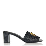 Logo raffia heeled mules