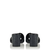 Logo raffia heeled mules