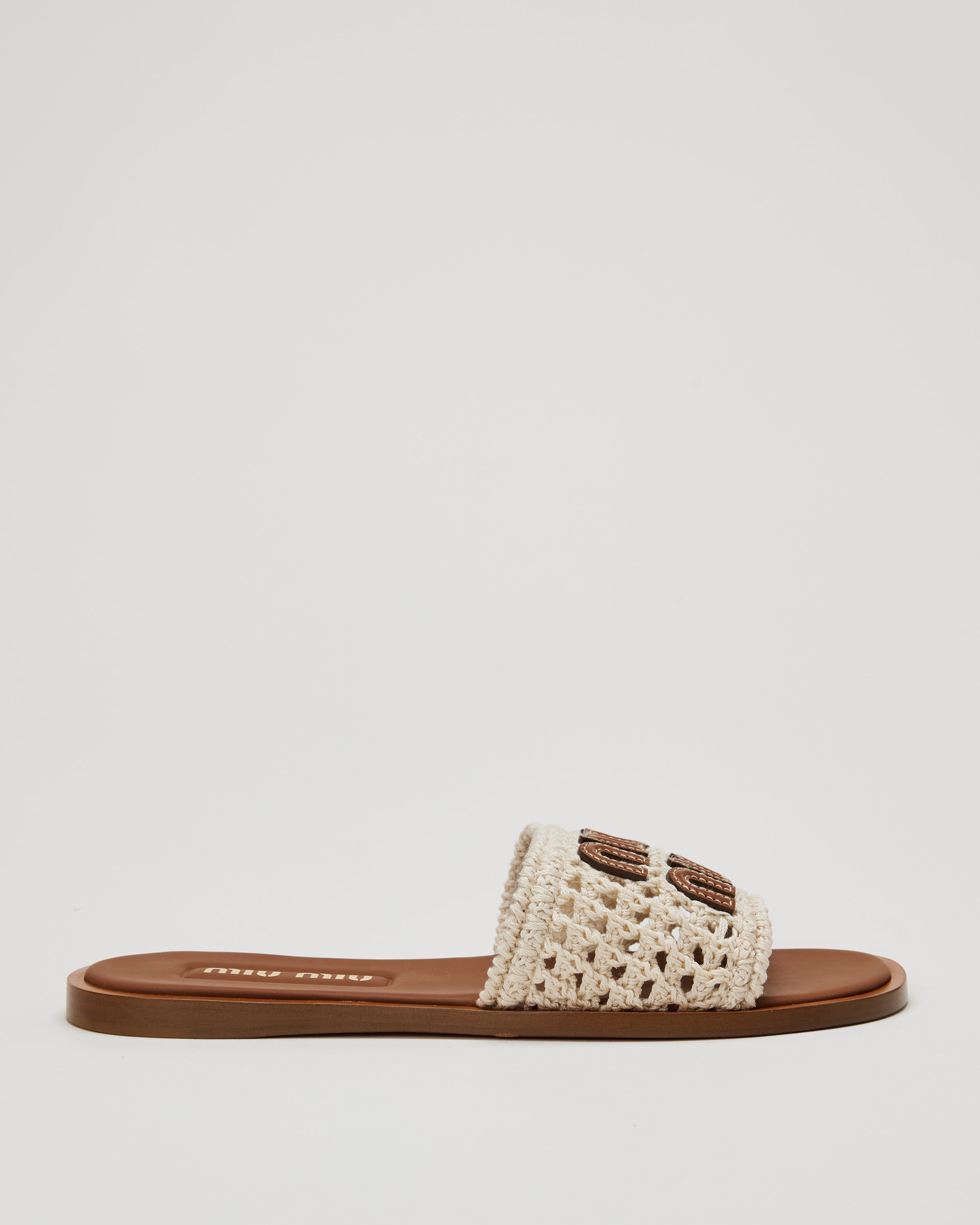 anytee レザー　stussy miumiu supreme yoke Miu Miu Crochet and leather slide sandals – Luisa World