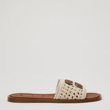 Miu Miu Crochet and leather slide sandals