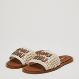 Miu Miu Crochet and leather slide sandals