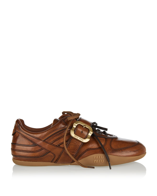 Leather sneakers with buckle