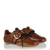 Leather sneakers with buckle