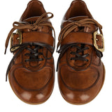 Leather sneakers with buckle