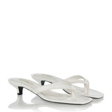 Croc-effect leather thong sandals