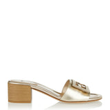 Fendi Laminated leather heeled slides