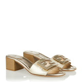 Fendi Laminated leather heeled slides