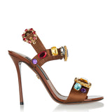 Keira 2.0 satin and patent leather embellished sandals