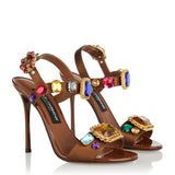Keira 2.0 satin and patent leather embellished sandals