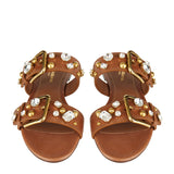 Cowhide embellished flat sandals