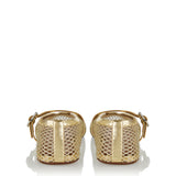 Metallic leather-trimmed mesh ballet flats