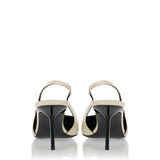 Saint Laurent Babylone embellished two-tone leather slingback pumps