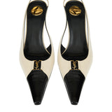 Saint Laurent Babylone embellished two-tone leather slingback pumps