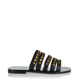 Levka Sofia leather sandals with gold embroidered details