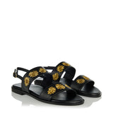 Levka Aprica leather sandals with gold embroidery