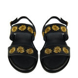 Levka Aprica leather sandals with gold embroidery