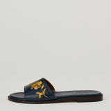 Levka Embroidered leather slide sandals