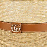 Straw hat with leather detail