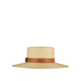 Straw hat with leather detail
